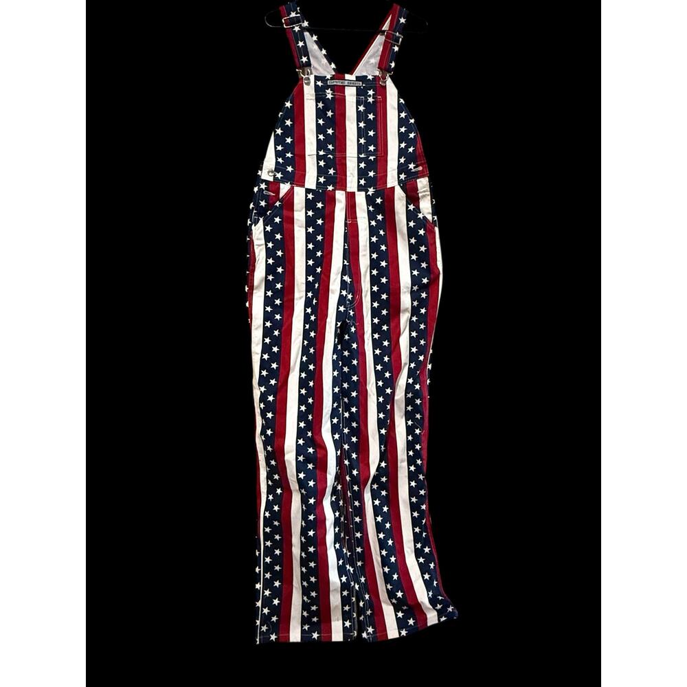 Game Bibs American Flag Logo Overalls USA abSz: Medium A6